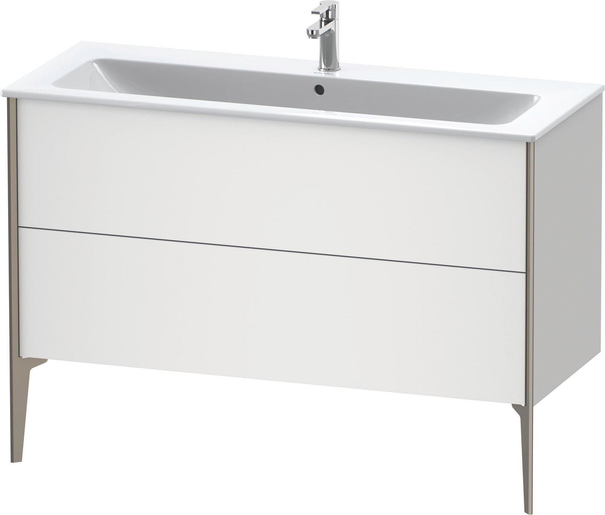 DURAVIT XViu Waschtischunterbau bodenstehend 1210 mm, 2 Auszüge, champagner matt/weiß matt