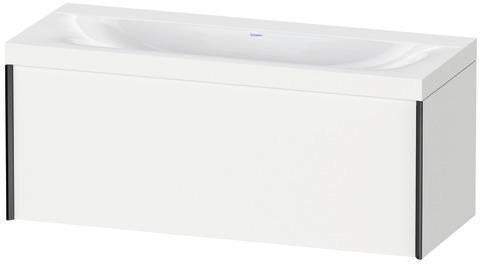 Duravit Waschtischunterbauset XVIU 1200x480mm mit Möbelwaschtisch Viu, Hahnlochbank und Raumsparsiphon