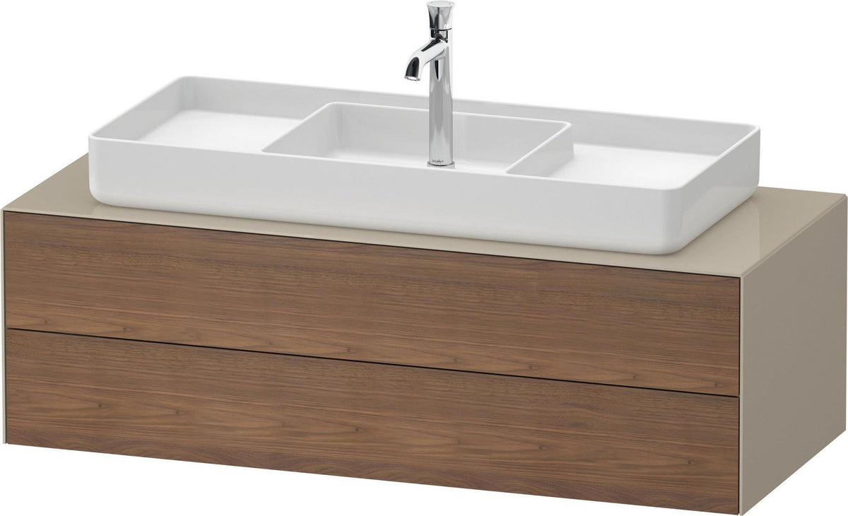 Duravit White Tulip Waschtischunterbau 1300 mm Nussbaum Mitte, wandhängend, Tip-On, 2 Schubkästen