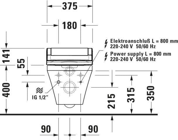 DURAVIT Dusch-WC Sitz SensoWash Classic Weiß 375x520 mm für DuraStyle mit Fernbedienung