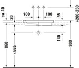 DURAVIT Einbauwaschtisch 2nd floor 580 mm ohne Überlauf und Hahnloch, weiß