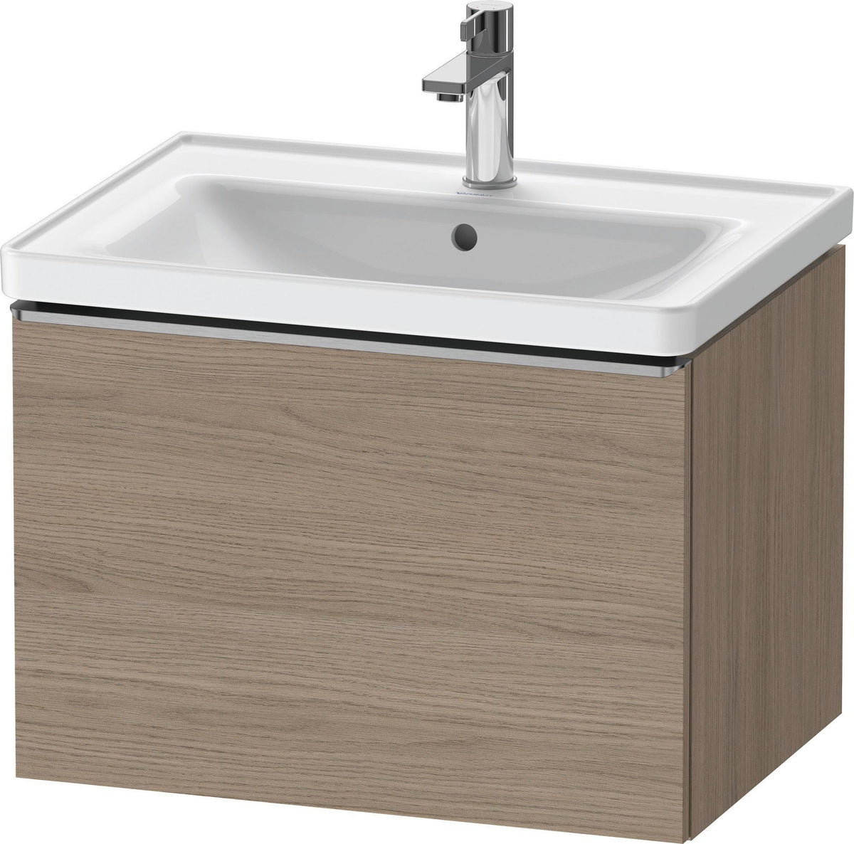 Duravit D-Neo Waschtischunterbau 634 mm Eiche Terra Matt mit Bronze-Griff und Soft-Close
