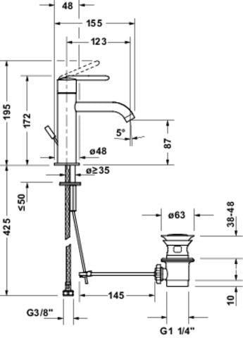 Duravit Balcoon Einhebel-Waschtischmischer mit FreshStart & MinusFlow, 123 mm, Chrom