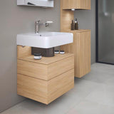 DURAVIT Qatego Waschtischunterbau 590 mm wandhängend, 1 Auszug, weiß Hochglanz, Nische Eiche Schwarz