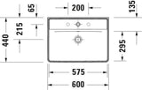Duravit D-Neo Waschtisch 550 mm weiß mit Überlauf und WonderGliss