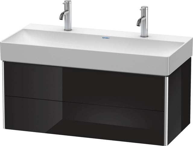 DURAVIT XSquare Waschtischunterbau 984 mm, 2 Schubkästen, Schwarz Hochglanz, wandhängend