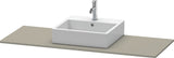 Duravit XSquare Konsole 1400x550mm betongrau matt – 1 Ausschnitt, mit Siphonaussparung