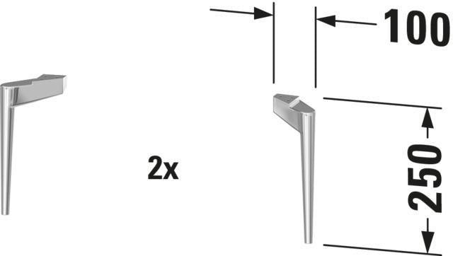 DURAVIT Sivida Sockelfuß 2er Set Chrom 250 mm für WTU mit Befestigungsmaterial