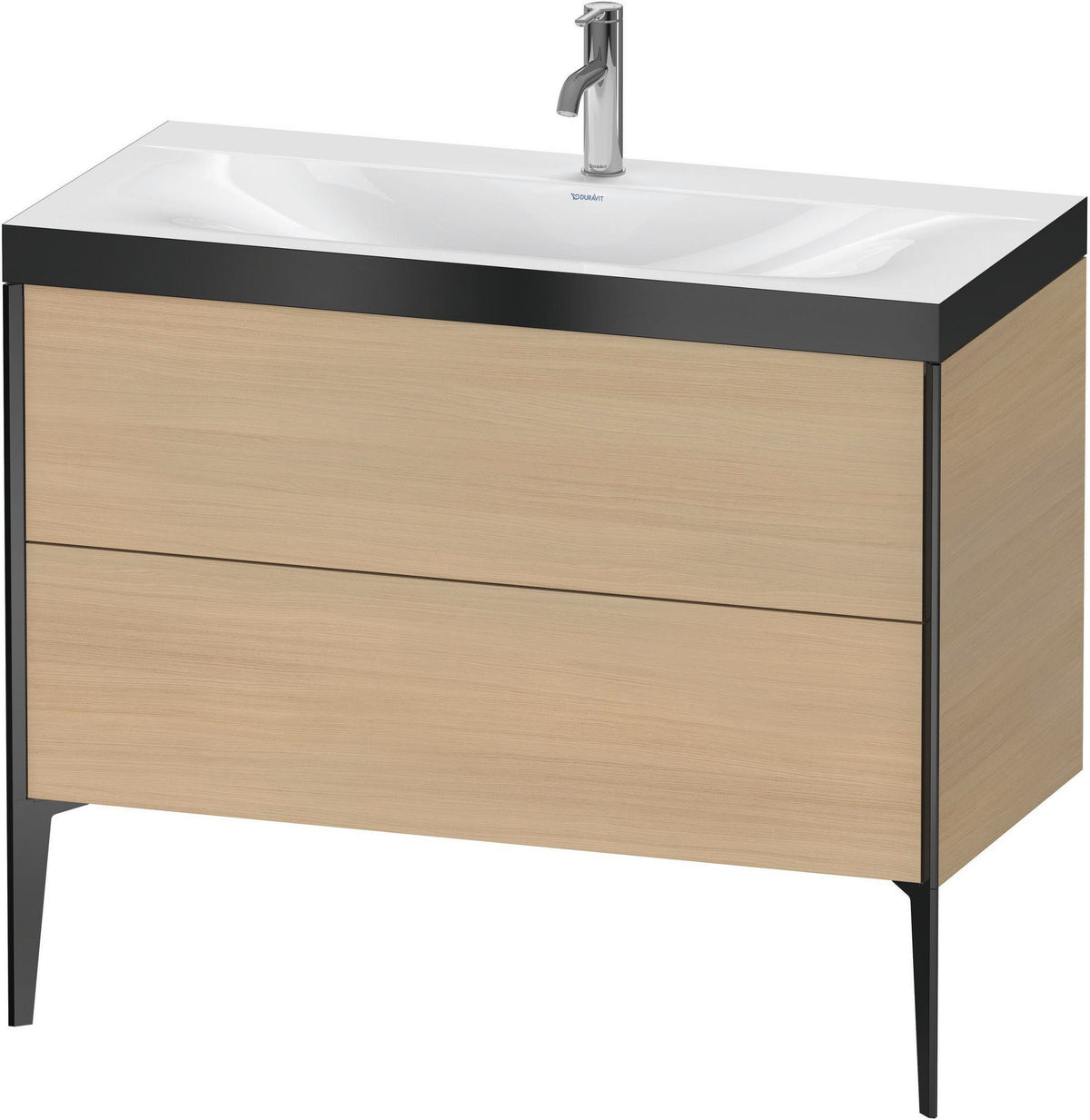 DURAVIT XViu c-bonded Waschtischunterbauset 1000 mm, 2 Auszüge, Eiche/schwarz matt, bodenstehend