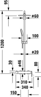 Duravit Duschsystem C.1 mit Brausemischer, Keramikmischsystem, Schwarz Matt