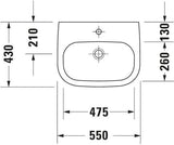 Duravit D-Code Waschtisch 550 mm weiß, wandhängend, mit Hahnlochbank und 1 Hahnloch