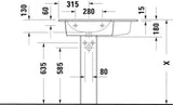 DURAVIT ME by Starck Möbelwaschtisch 830 mm, Weiß, Becken links, mit Überlauf