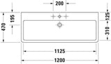 DURAVIT Waschtisch Vero 1200 mm mit Überlauf und Hahnlochbank, weiß, wandmontiert