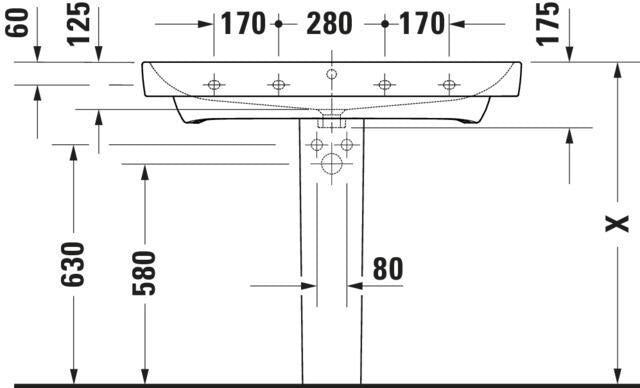 Duravit No.1 Waschtisch 1000 mm weiß mit Überlauf und Hahnlochbank – Wandhängend
