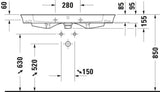 DURAVIT White Tulip Möbelwaschtisch 1050 mm, weiß, mit Überlauf, ohne Hahnloch, wandhängend