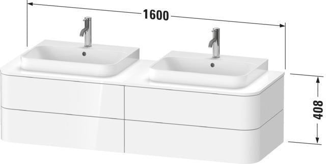 DURAVIT Happy D.2 Konsolenwaschtischunterbau 1600 mm mit 4 Schubkästen, Tip-On & LED