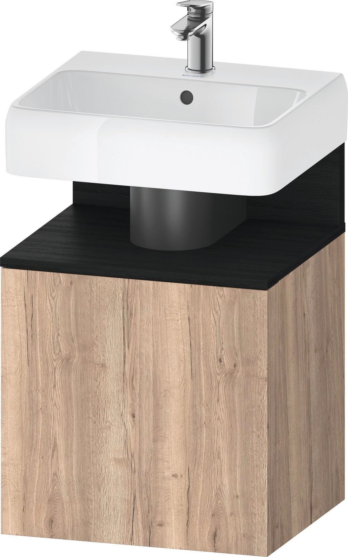 DURAVIT Qatego Waschtischunterbau 490 mm wandhängend, 1 Tür links, Weiß Matt mit Eiche Schwarz Nische