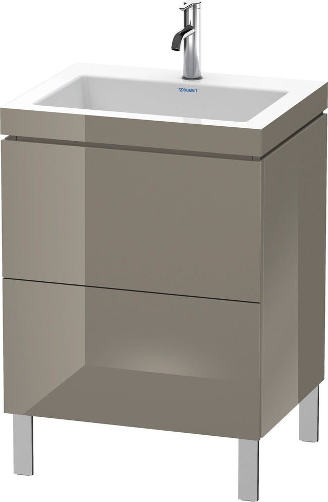 DURAVIT L-Cube Waschtischset 698 mm Flannel Grey Hochglanz mit Vero Air Becken und 2 Auszügen