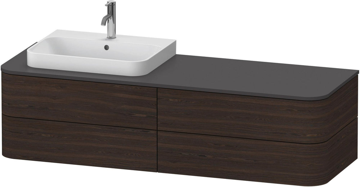 DURAVIT Happy D.2 Konsolenwaschtischunterbau 1600 mm taupe supermatt mit LED-Innenbeleuchtung und Tip-On-Technik