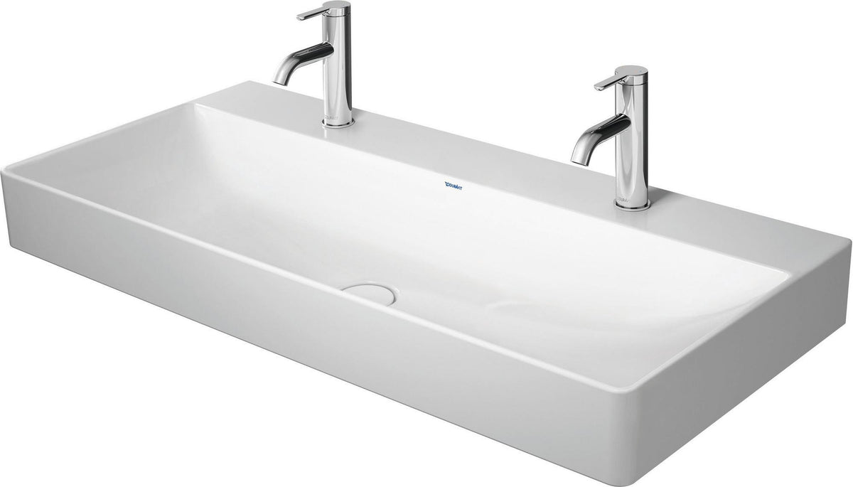 Duravit DuraSquare Möbel-Waschtisch 1000 mm, 2 Hahnlöcher, 1 Becken, ohne Überlauf, weiß