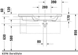 Duravit DuraStyle Möbelwaschtisch 1000 mm weiß mit WonderGliss, Becken rechts, 3 Hahnlöcher