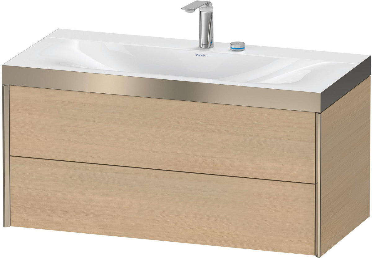 DURAVIT XViu c-bonded Waschtischunterbauset 1000 mm mit 2 Schubkästen, champagner matt / mediterrane eiche