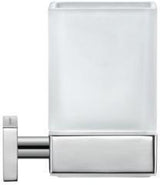 Duravit Karree Zahnputzbecher Chrom mit weißem Matt-Becher, 100x69x110 mm, Wandmontage