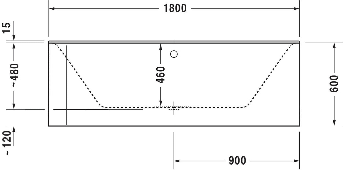 DURAVIT P3 Comforts Eckbadewanne rechts 1800 x 800 mm mit Acrylverkleidung und 2 Rückenschrägen