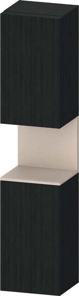 DURAVIT Qatego Hochschrank 400 mm Eiche Schwarz Matt – 2 Türen, Soft-Close, Tip-on