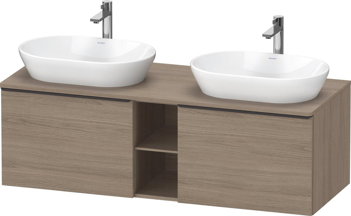 Duravit D-Neo Konsolenwaschtischunterbau 1400 mm Eiche Terra Matt, wandhängend, 2 Auszüge