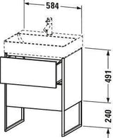 Duravit XSQUARE Waschtischunterbau 584x731x460 mm mit integriertem Fußgestell, 2 Auszüge, s-matt/Eiche