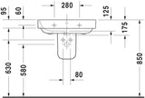 DURAVIT Waschtisch Happy D.2 650x500mm hängend weiß mit Überlauf & 3 Hahnlöchern