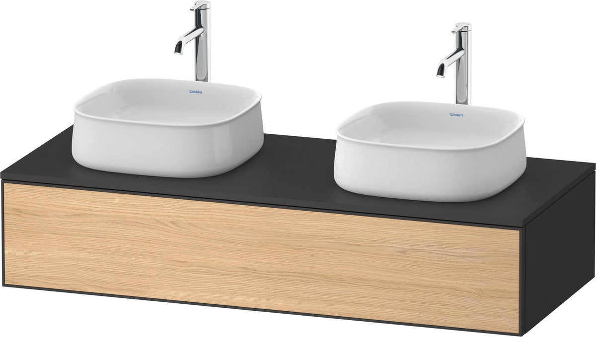 Duravit Zencha Konsolen-Waschtischunterbau 1300 mm Eiche Anthrazit mit Tip-on und Soft-Close
