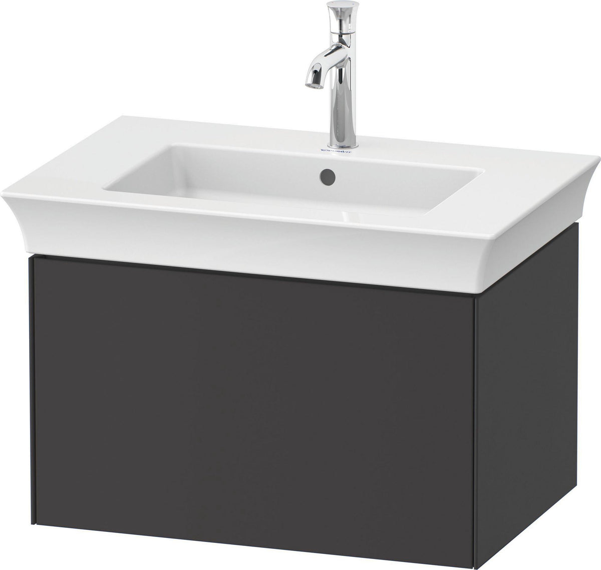 DURAVIT White Tulip Waschtischunterbau 684 mm – 1 Auszug, Tip-On, LED-Innenbeleuchtung, graphit seidenmatt