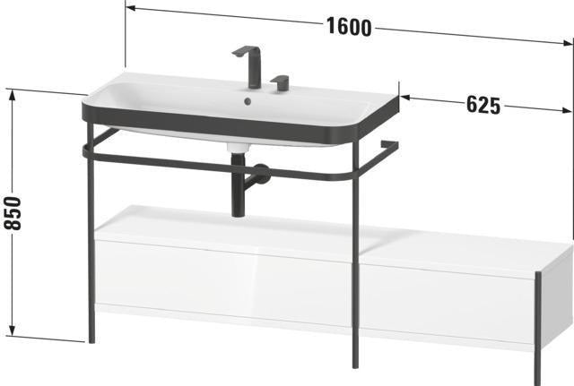 Duravit Waschtischset Happy D.2 Plus 1600x490mm Taupe Supermatt mit Hahnloch und Handtuchhalter