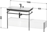 Duravit Waschtischset Happy D.2 Plus 1600x490mm Taupe Supermatt mit Hahnloch und Handtuchhalter