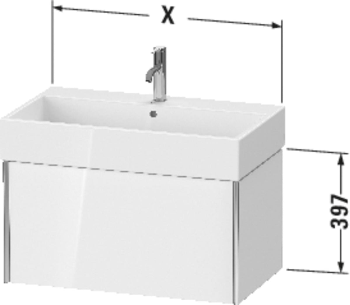Duravit Waschtischunterbau XVIU 397x784x454mm Prof. Champ matt weiß matt – wandhängend mit Tip-On-Technik