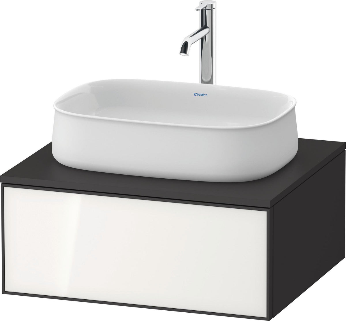 DURAVIT Zencha Konsolen-Waschtischunterbau 650 mm Eiche Anthrazit mit 1 Auszug und Push-Open