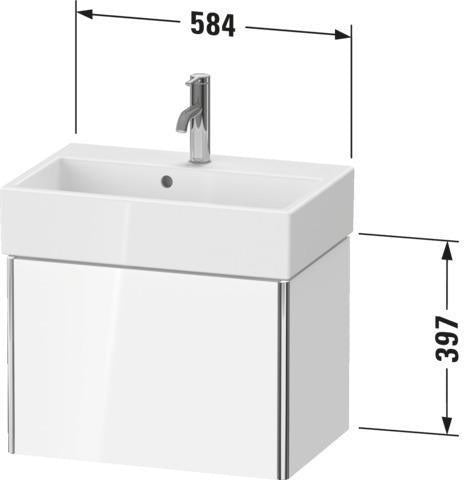 Duravit XSquare Waschtischunterbau COMPACT 584 mm weiß matt – wandhängend, 1 Auszug, Tip-On