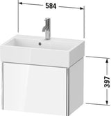 Duravit XSquare Waschtischunterbau COMPACT 584 mm weiß matt – wandhängend, 1 Auszug, Tip-On