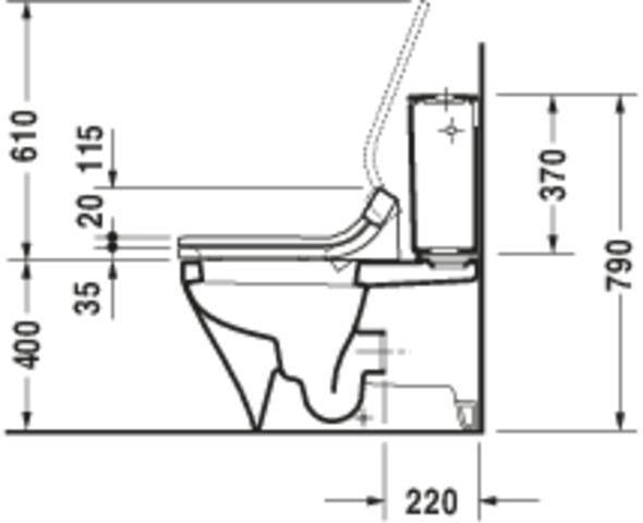 DURAVIT DuraStyle Stand-WC Kombi 705 mm Tiefspüler weiß für Dusch-WC Sitz