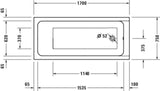 DURAVIT D-Code Badewanne 1700x700mm Einbau Weiß mit Überlauf