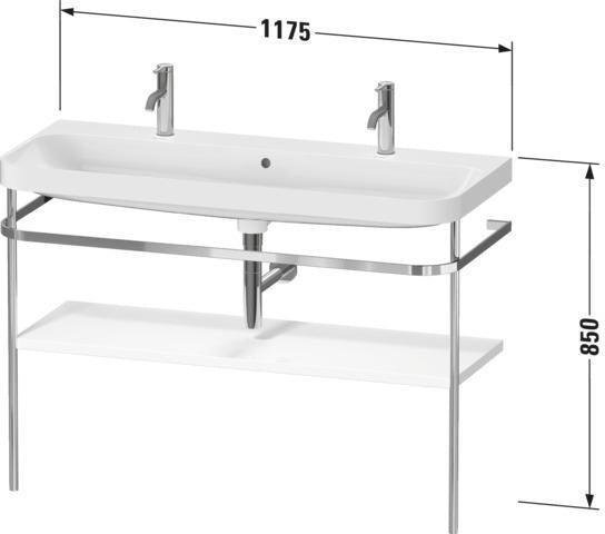 DURAVIT Happy D.2 c-shaped Waschtischset 1175 mm mit Metallkonsole und Hahnloch