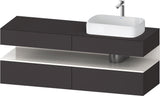 Duravit Qatego Konsolenwaschtischunterbau 1600 mm Weiß Hochglanz mit Eiche Schwarz Nische