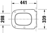 DURAVIT Univavo WC-Sitz eckig tief 448 mm mit Absenkautomatik, abnehmbar, Edelstahl-Scharniere, Weiß