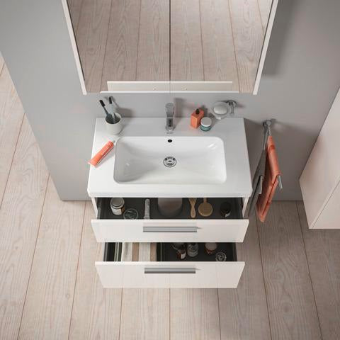 DURAVIT D-Code Halbhochschrank 400 mm, rechts, Basalt Matt, 1 Tür, Glasböden