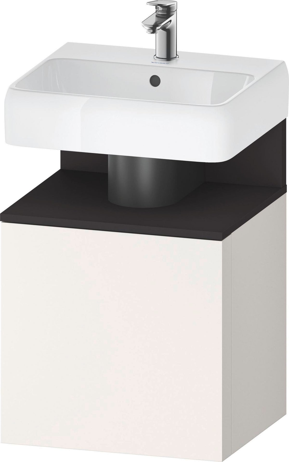 DURAVIT Qatego Waschtischunterbau 490 mm wandhängend, 1 Tür links, Weiß Matt mit Eiche Schwarz Nische