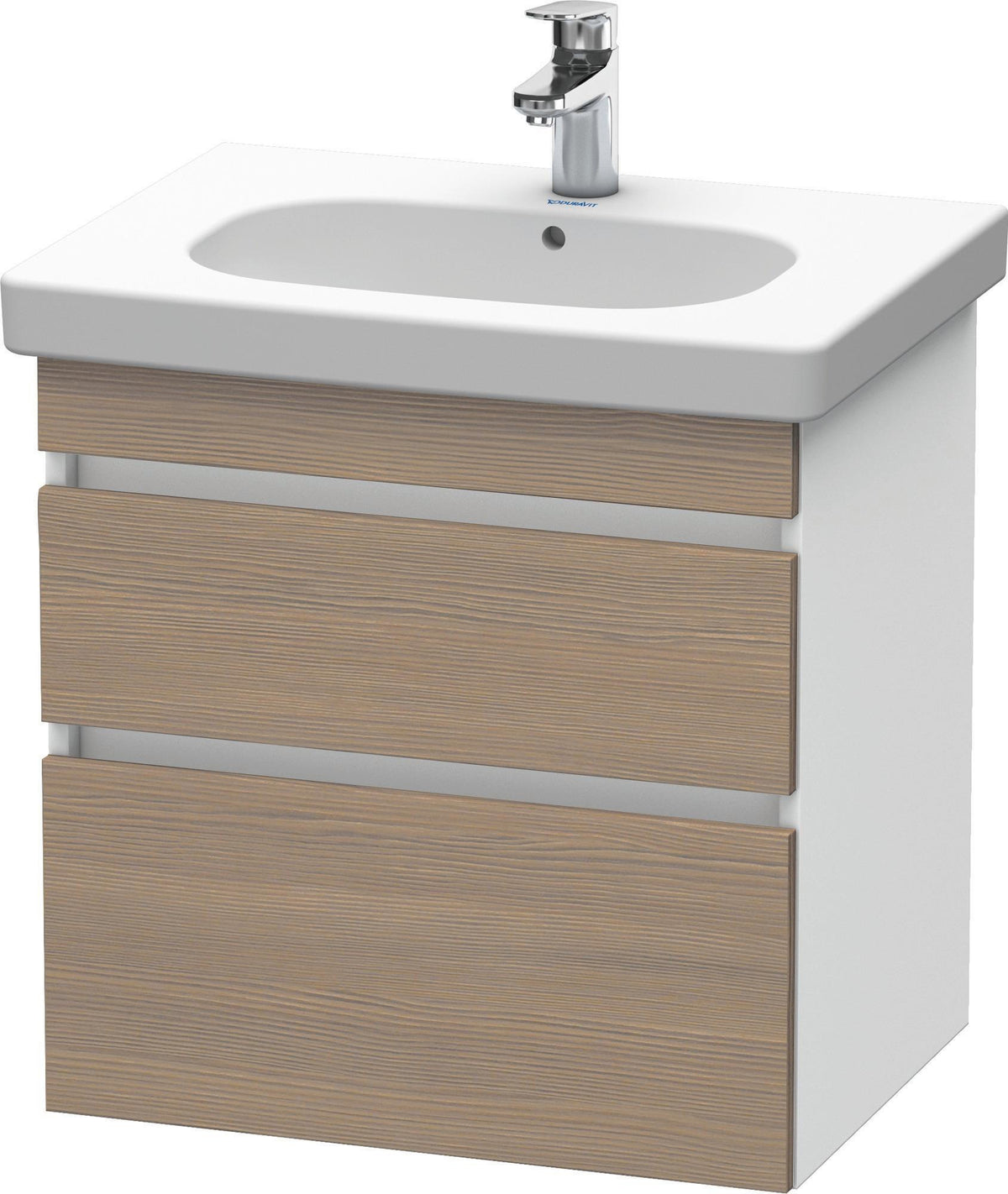 Duravit DuraStyle Waschtischunterbau 600 mm Eiche Terra/Weiß Matt, 2 Schubkästen, wandhängend