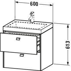 Duravit Brioso c-bonded Waschtischset 613x600x480 mm mit 2 Schubkästen, Chrom/Betongrau Matt