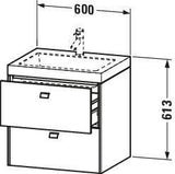 Duravit Brioso c-bonded Waschtischset 613x600x480 mm mit 2 Schubkästen, Chrom/Betongrau Matt